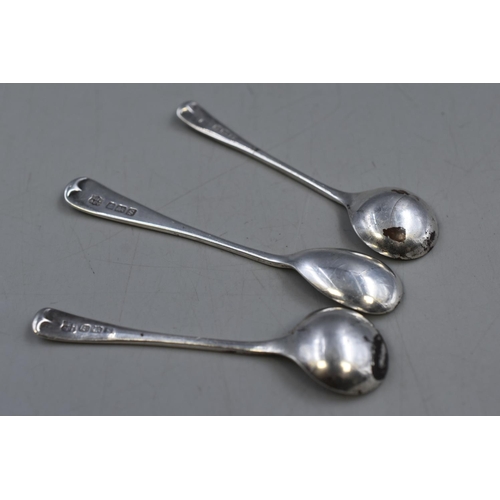 33 - Three Antique Silver Hallmarked Birmingham Condiment Spoons. Stamped SWS & Co (S. Walton Smith) ... 