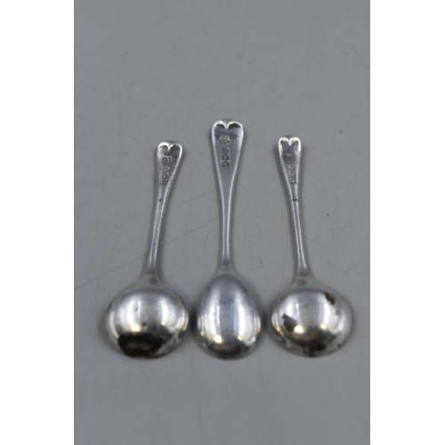 33 - Three Antique Silver Hallmarked Birmingham Condiment Spoons. Stamped SWS & Co (S. Walton Smith) ... 