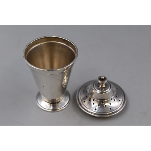 35 - Hallmarked Sheffield Silver Pepper Pot, Circa 1934. Approx. 8cm