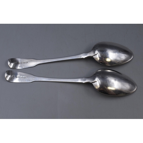 36 - Pair of Antique Georgian Silver Hallmarked Chester Serving Spoons, with Monogram. Approx. Length 21c... 