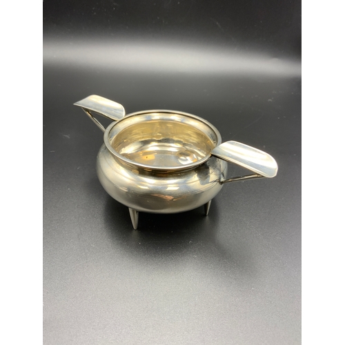 22A - Hallmarked Silver Art Deco Two Handled Footed Sugar Bowl. Approx. Height 4cm