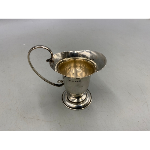 47A - Antique Hallmarked Birmingham Silver Cream Jug. Approx. 3.5” with Handle. Circa 1911.