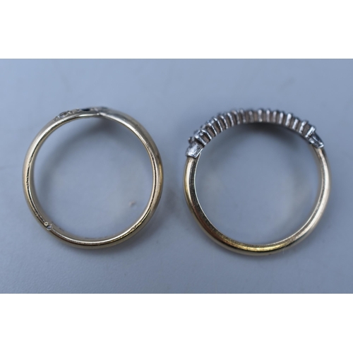 7 - Two Gold on Silver 925 Rings