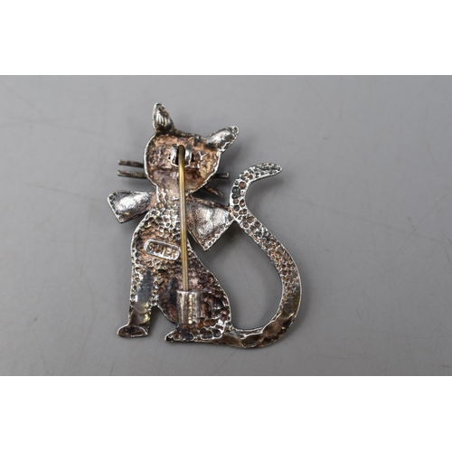 14 - Silver 925 Cat themed Brooch