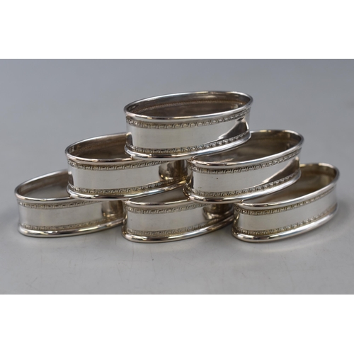 18 - A Set of Six Hallmarked London Silver Napkin Rings In Presentation Case. 