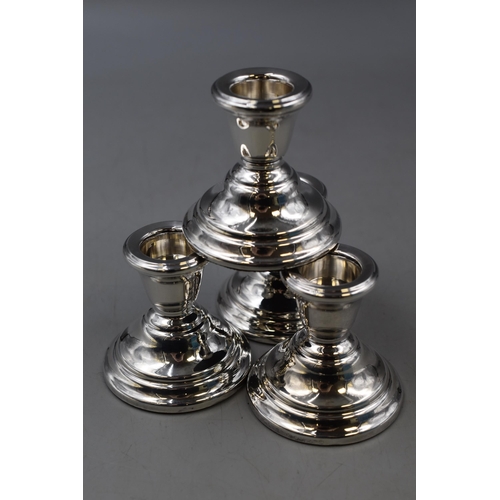 32 - A Set of Four Hallmarked Birmingham Silver F H Adams & Holman Candle Holders, Circa 1981. Approx... 