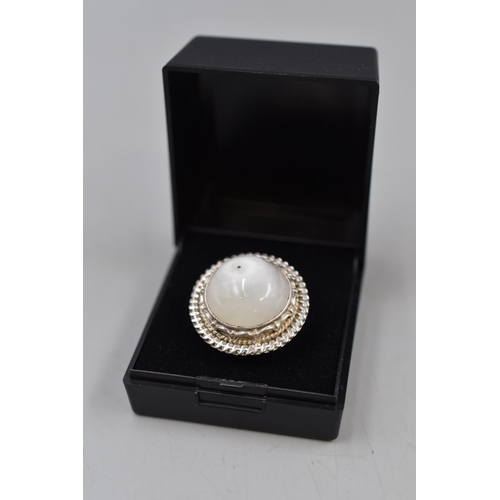 45 - Silver 925 Large moonstone Ring Complete with Presentation Box