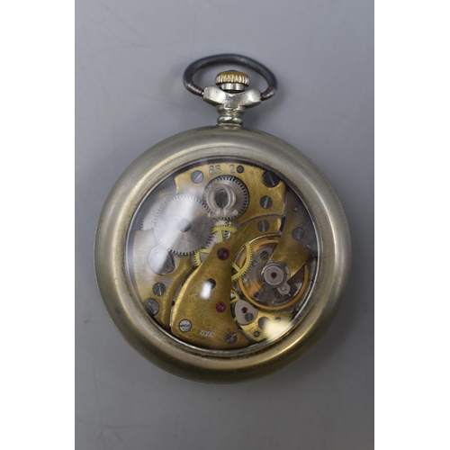 46 - Omega pocket Watch Displaying 24 hour numerals and Gold Coloured face