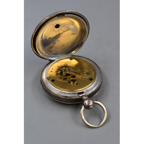 48 - Waltham Silver Cased Pocket Watch (Working when tested / but may require Service) complete with Key