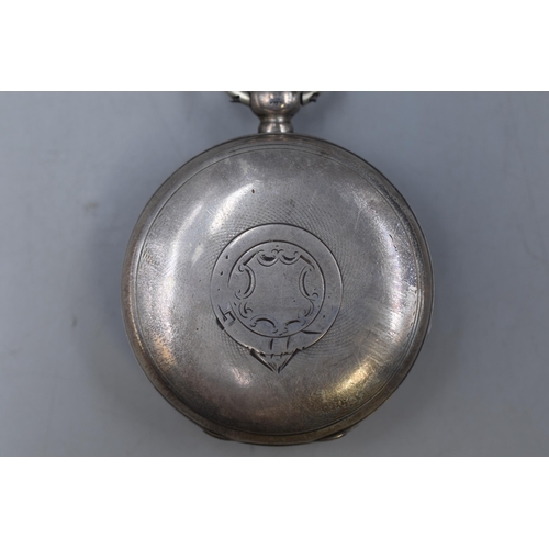 48 - Waltham Silver Cased Pocket Watch (Working when tested / but may require Service) complete with Key