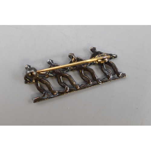 49 - Vintage Silver 925 Tug of War Brooch with Presentation Box