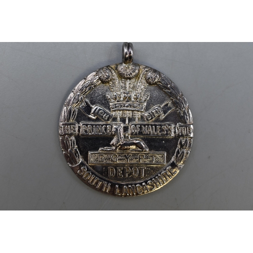 51 - Hallmarked Birmingham Silver South Lancashire Regiment Pendant / Fob