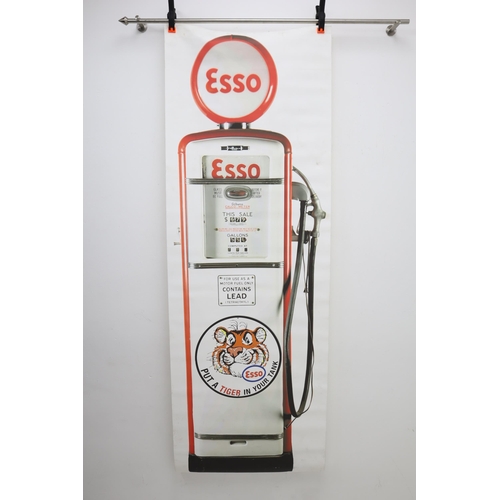 351 - Large Esso Petrol Pump Canvas with 1960’s Tiger Logo. Approx. 71” x 24”