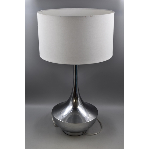 357 - Mid Century Style Polished Steel Table Lamp with Fabric Shade (27