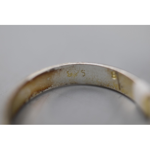 66 - A 9ct Gold on 925. Silver Etched Ring, Size R.