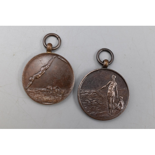 68 - Two Vintage Bronze Swimming Medals