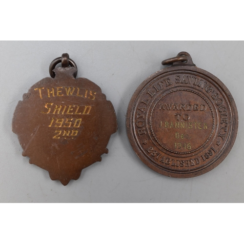 70 - Two Vintage Bronze Swimming Medals.