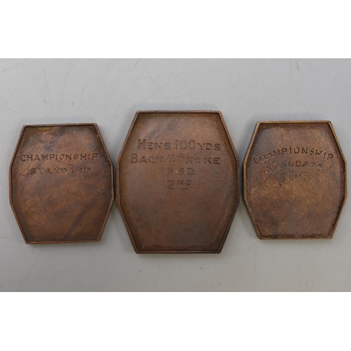 71 - Three Vintage Bronze Swimming Medals