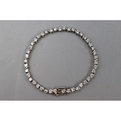 75 - Silver 925 Clear Stoned Bracelet Complete with presentation Box