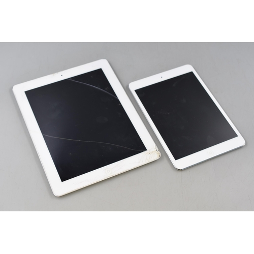 364 - Two Apple I Pads Both Power On, Larger has damaged screen, and smaller requires Password (Sold as Se... 