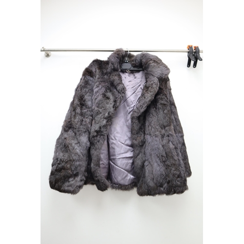 365 - Two Vintage Ladies Jackets. Includes Faux Fur Barmink Dunbar Coat (Size Unknown), And a Rabbit Fur L... 