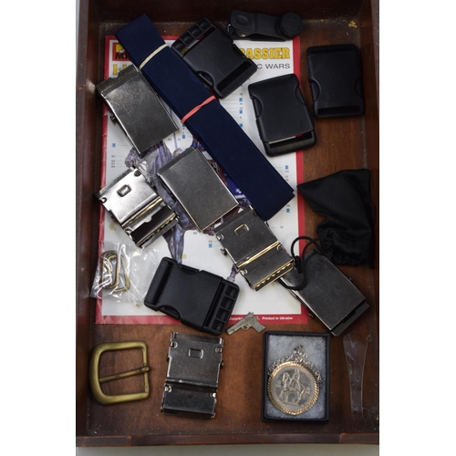 381 - Mid Century Wooden Paperwork Tray (Marked In) plus a Jubilee Crown Complete with mount and a selecti... 