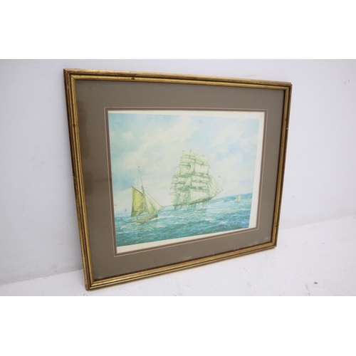 386 - A Large Framed and Glazed Signed John Sutton Marine Print (Approx 22