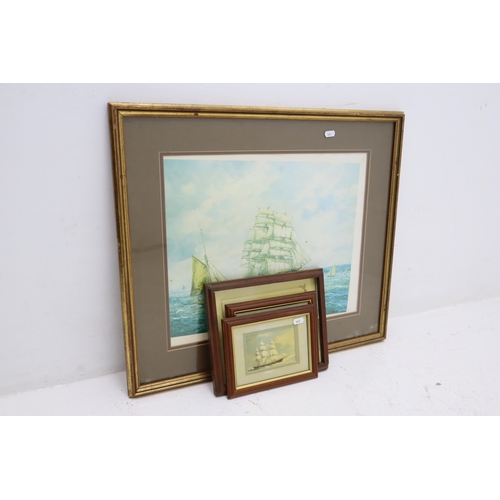 386 - A Large Framed and Glazed Signed John Sutton Marine Print (Approx 22