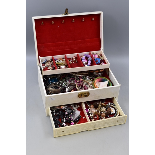 408 - Sectional Jewellery Box Containing a Selection of Jewellery. Approx. Size 12” x 8” x 5&r... 