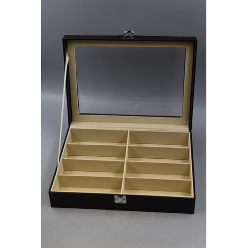 412 - A Faux Black Leather Eight Watch Display Case.