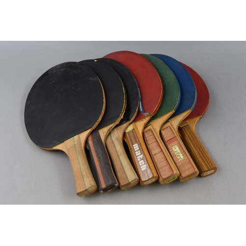 678 - A Selection of Seven Table Tennis Paddles. Includes Donnay, Dunlop, Match and More.