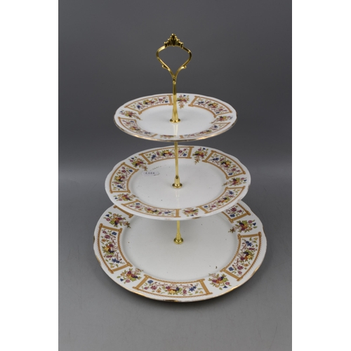 680 - A Selection of Three Cake Stands. Includes Two Cut Glass and A Three Tier Ceramic Cake Stand.