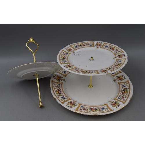 680 - A Selection of Three Cake Stands. Includes Two Cut Glass and A Three Tier Ceramic Cake Stand.