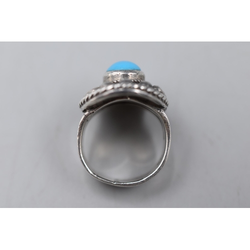 4 - A 925. Silver Blue Stoned Ring, Size L.