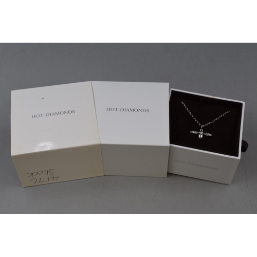 8 - A Hot Diamonds 925. Silver Bee Pendant on 925. Silver Chain. In Presentation Box.