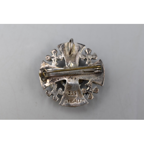 12 - A 925. Jerusalem Silver Citrine Stoned Brooch.