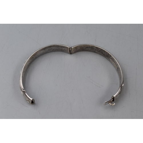 19 - An Etched Hallmarked Birmingham Silver Bangle, Circa 1970.