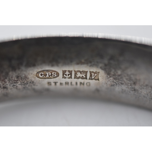 19 - An Etched Hallmarked Birmingham Silver Bangle, Circa 1970.