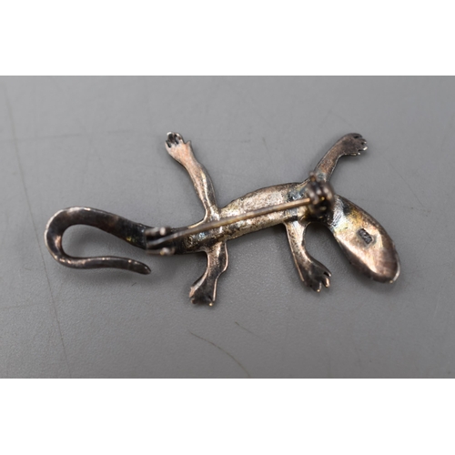 20 - A 925. Silver Marcasite Lizard Brooch.