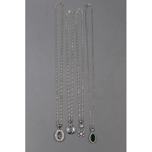 22 - Four New Silver 925 Pendant Necklaces