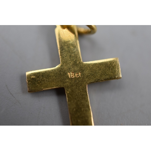 44 - 18ct Gold Cross Pendant on 18ct Gold Chain. Approx. Pendant size 1”. Approx. Total weight 3.96 grams... 