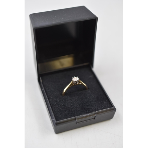 1 - Gold 375 (9ct) Diamond Solitaire Ring (Size M) Complete with Presentation Box