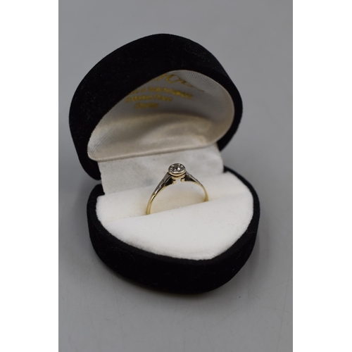 3 - Gold 18ct Diamond Solitaire Ring (Size M) Complete with Presentation Box