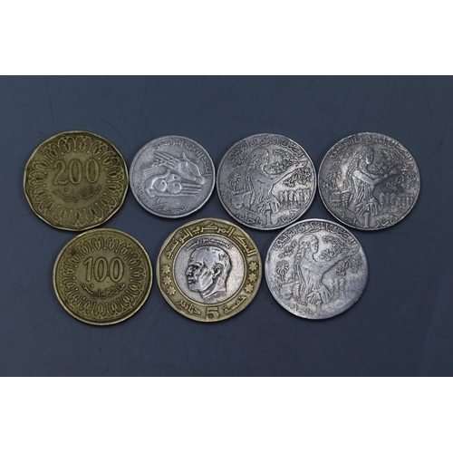 109 - Collection of Tunisian Closed Currency Coins to include 500, 200, 100, 1 and Half Dinar Coins