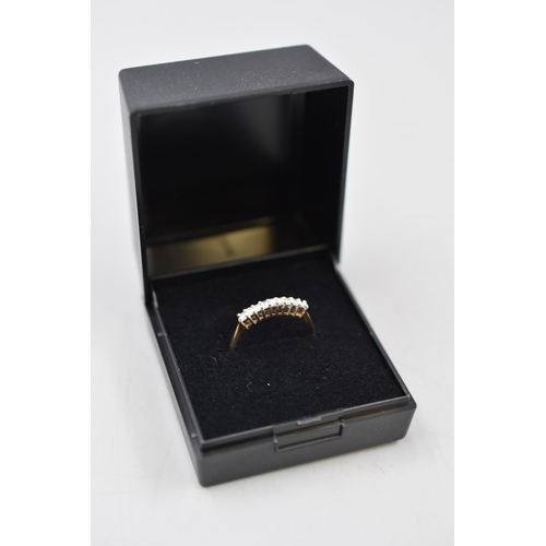 7 - Hallmarked Sheffield Gold (375) 9ct Diamond Stoned Ring (Size M) Complete with Presentation Box