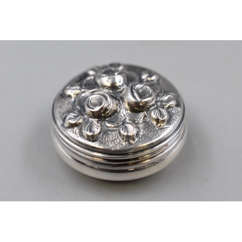 12 - Silver 800 Floral Embossed Pill Box