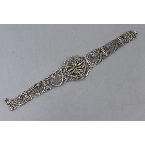 22 - Vintage Filigree Silver Dragon Fly Bracelet Complete with Presentation Box