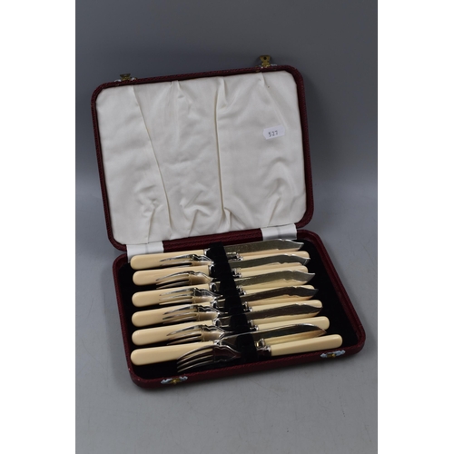 29 - Full Set of Vintage Fine Quality Silver Plated Knife's and Forks in a Red leather Bound Storage case