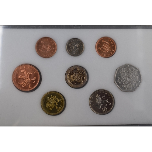 158 - Cased Decimal Coinage Set, includes Year 2000 and a 1998 EU 50 Pence Piece