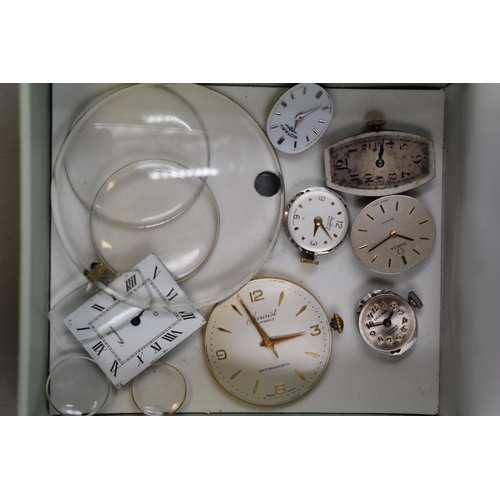 69 - A Selection of Seven Watch Movements (Spares or Repairs), Includes Omega, Accurist, Bentima and More